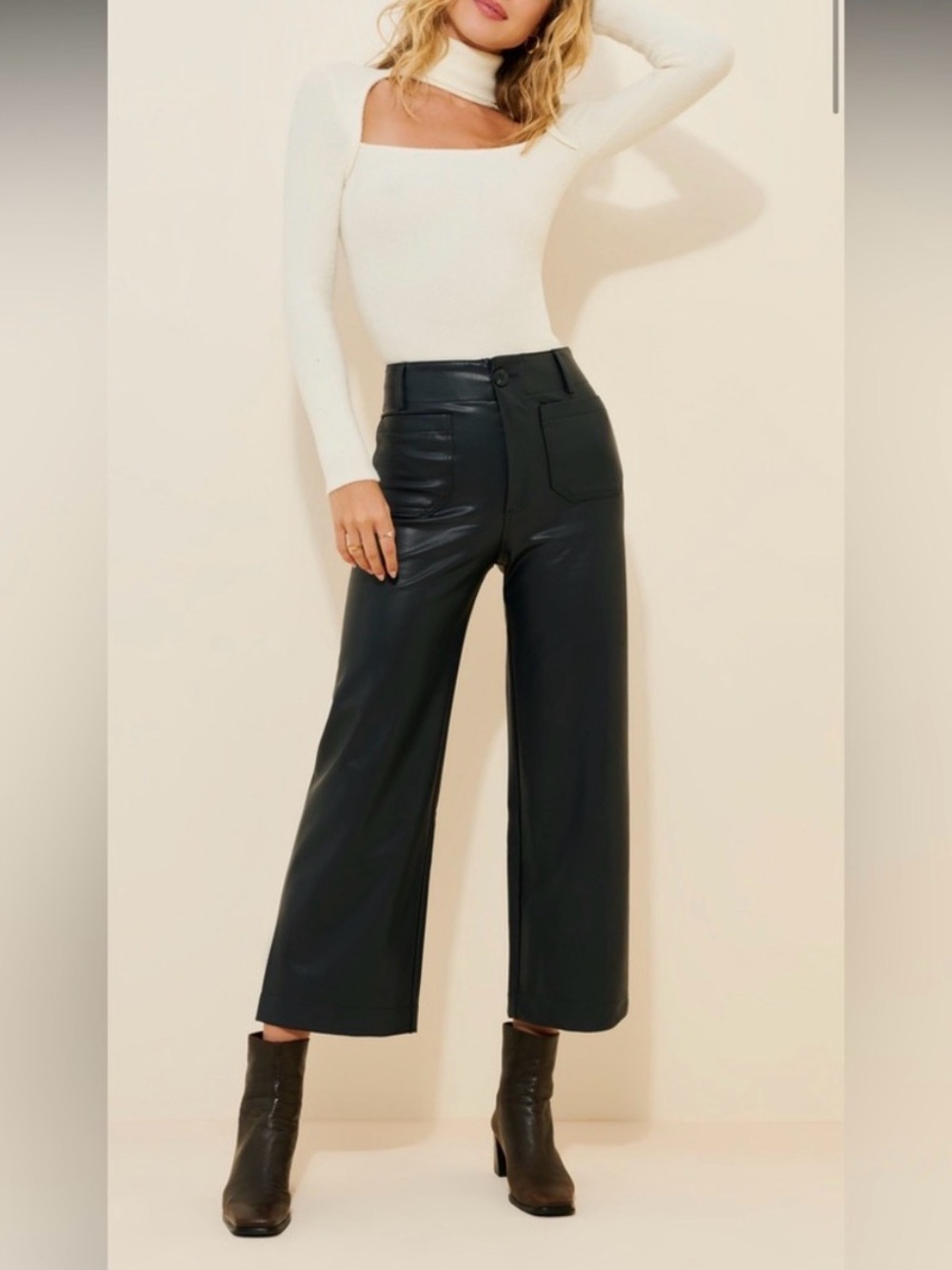 Maeve Colette Cropped Faux Leather Pants
